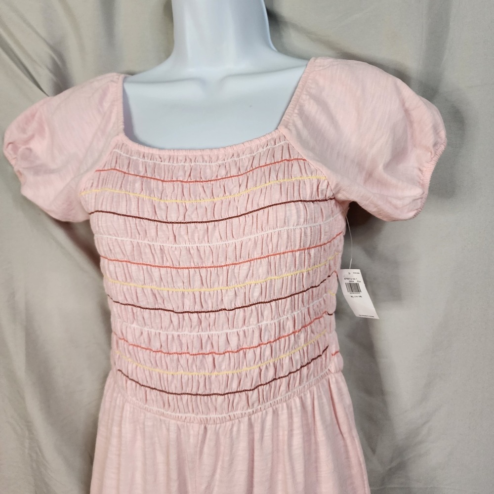 New w/tag! OLD NAVY Size XL Girls' Pink Smocked Wide Leg Puff Sleeve Jumpsuit - Picture 4 of 10